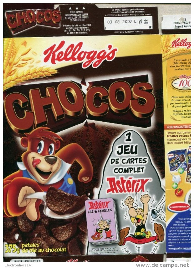 Collector Asterix Emballage Carton  Paquet  Kellogs  Chocos  24x32 Cm - Advertisement