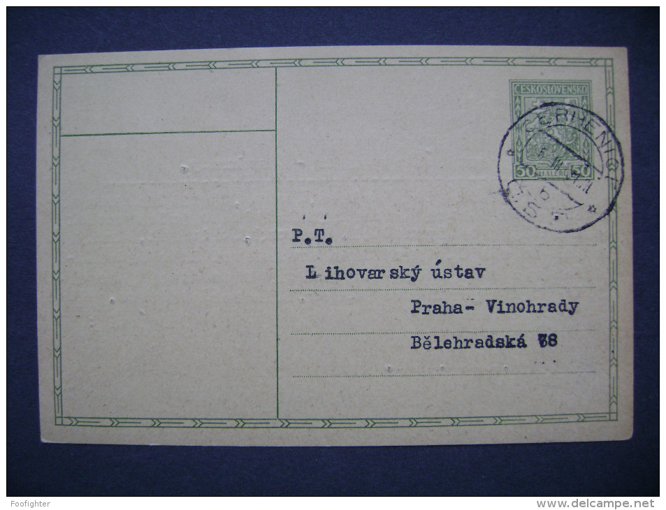 Postal Stationery (entier Ganzsache) 50 H. - Postmark CERHENICE 1931 - Ansichtskarten