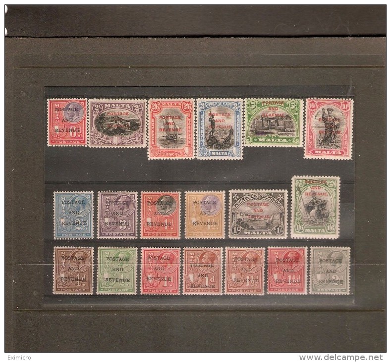 MALTA 1928 SET SG 174/192 MAINLY LIGHTLY MOUNTED MINT Cat £200 - Malta (...-1964)