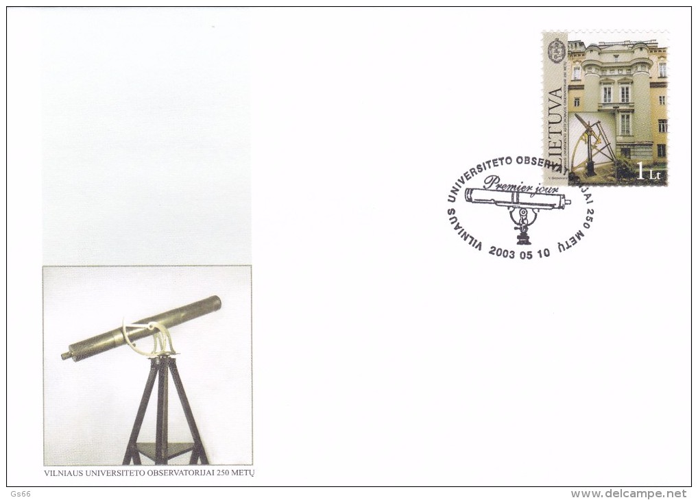 Litauen, 2003, 818, 250 Jahre Astronomisches Observatorium Der Universität Vilnius. FDC - Lithuania