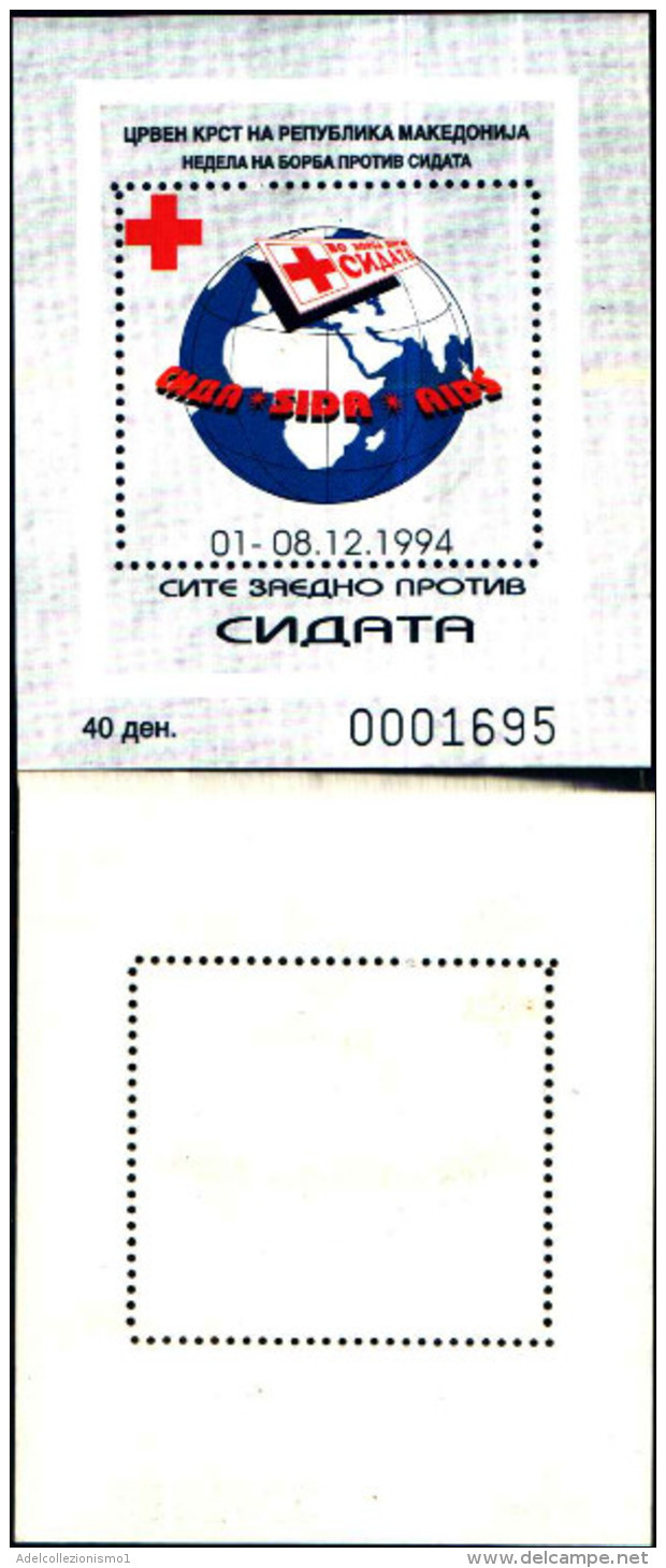 83895) Macedonia-1994-settimana Della Croce Rossa -BF -n.8-cat-5 Euro Nuovo - Macedonia Del Nord