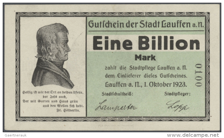 Lauffen, Stadt, 29 Verschiedene Scheine Von 5 Mio. Bis 1 Billion Mark, Alle 1.10.1923, Dabei Serien A Und B,... - [11] Emissions Locales