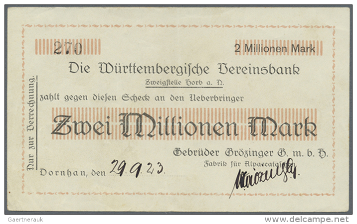 Dornhan, Gebrüder Grözinger GmbH, 2 Mio. Mark, 29.9.1923 (Datum Handschriftlich), Erh. II- (D) - [11] Local Banknote Issues