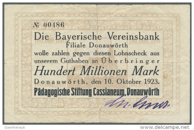 Donauwörth, Pädagogische Stiftung Cassianeum, 100 Mio. Mark, 10.10.1923, Erh. IV; 5 Mrd. Mark,... - [11] Lokale Uitgaven