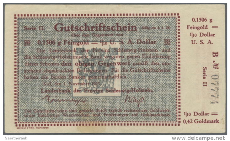 Kiel, Landesbank Der Provinz Schleswig-Holstein, 0,1506 G Feingold, 11.11.1923 - 5.1.1924, KN 5 Mm, Erh. II- (D) - [11] Emissions Locales