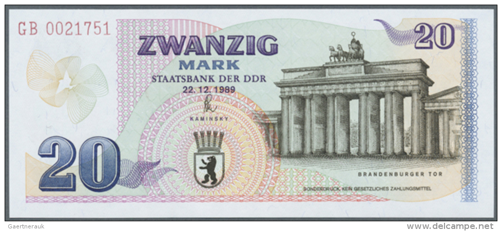 Gedenkbanknote Zur Öffnung Des Brandenburger Tores Vom 22.12.1989 Zu 20 Mark, Ro.366 In Kassenfrischer... - Autres & Non Classés