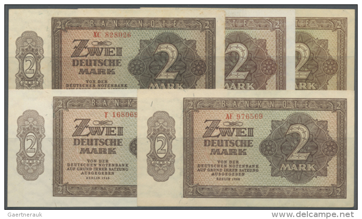 Set Mit 10 Banknoten 2 Mark 1948, Dabei UdSSR- Und DDR-Druck, Jeweils Laufende Serie Und Ersatznote Ro.341a,b,c,d,e... - Autres & Non Classés