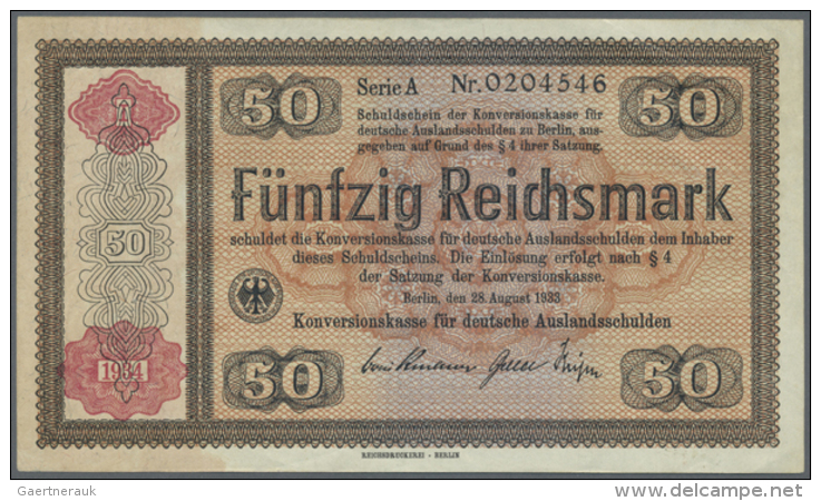 Lot Mit 7 Ausgaben Der Reichskonversionskasse 5 Und 10 Reichsmark 1933, 5, 10 Und 50 Reichsmark 1934, Ro.700a,... - Autres & Non Classés