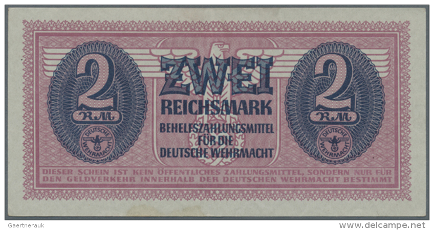 2 Reichsmark Der Wehrmacht ND(1941-42), Ro.506 In Leicht Gebrauchter Erhaltung Mit Kleineren Flecken, Dazu Noch... - Autres & Non Classés