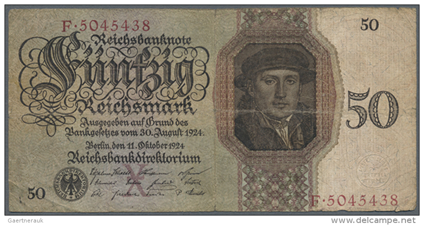Deutsches Reich: Lot Mit 30 Banknoten Zu 50 Und 100 Reichsmark 1924 (11 X 50 Reichsmark Und 19 X 100 Reichsmark),... - Other & Unclassified