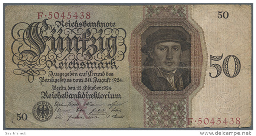 Deutsches Reich: Lot Mit 30 Banknoten Zu 50 Und 100 Reichsmark 1924 (11 X 50 Reichsmark Und 19 X 100 Reichsmark),... - Andere & Zonder Classificatie