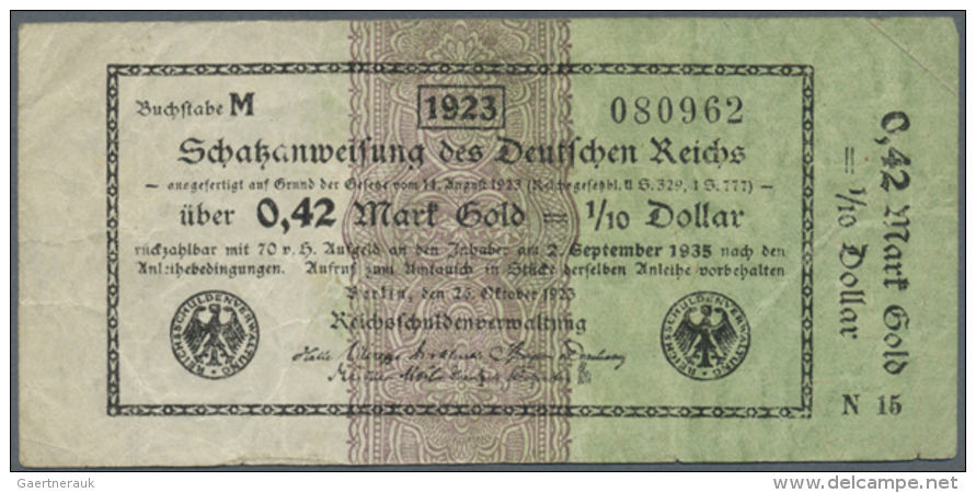 0,42 Mark Gold = 1/10 Dollar 1923, Ro.142a In Stärker Gebaruchter Erhaltung Und 2,10 Gold = 1/2 Dollar 1923,... - Autres & Non Classés