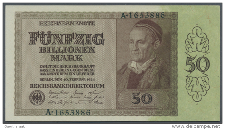 Deutsches Reich: 50 Billionen Mark 1924, Ro.136, Minimale Stauchungen Im Papier Amoberen Rand, Winzige... - Andere & Zonder Classificatie