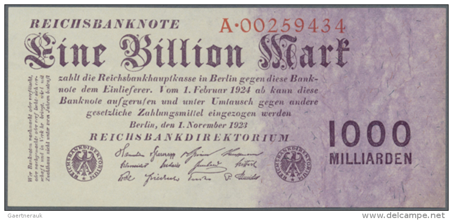 1 Billion Mark, 1.11.1923, Reichsdruck Mit Serie A, Erh. Unc. (D) - Andere & Zonder Classificatie