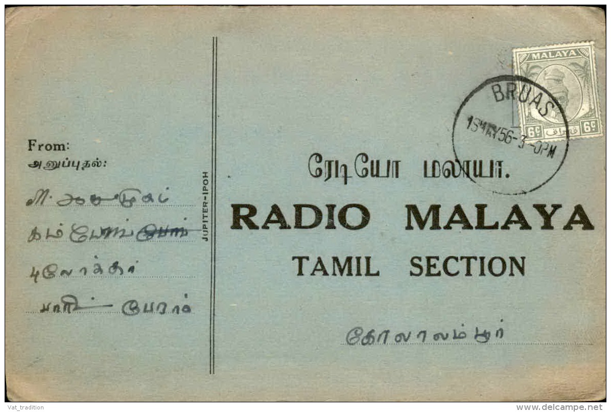 GRANDE BRETAGNE / MALAISIE - Carte De Radio De Bruas En 1956 - A Voir - L  4174 - Malayan Postal Union