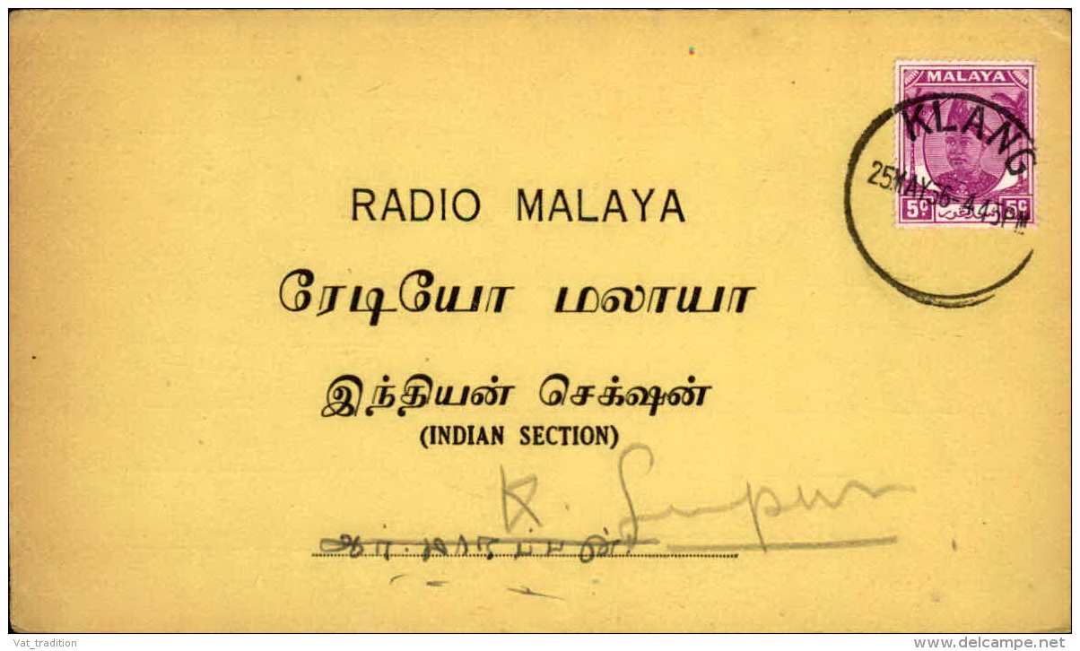 GRANDE BRETAGNE / MALAISIE - Carte De Radio De Klang En 1956 - A Voir - L  4175 - Malayan Postal Union