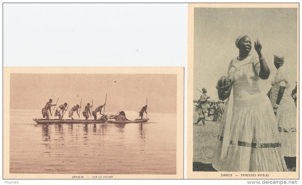 AFRIQUE  -  ZAMBIE  -  ZAMBEZE  -  Princesses Royales  - Et  Sur Le Fleuve ( 2 Cartes ) - Sambia