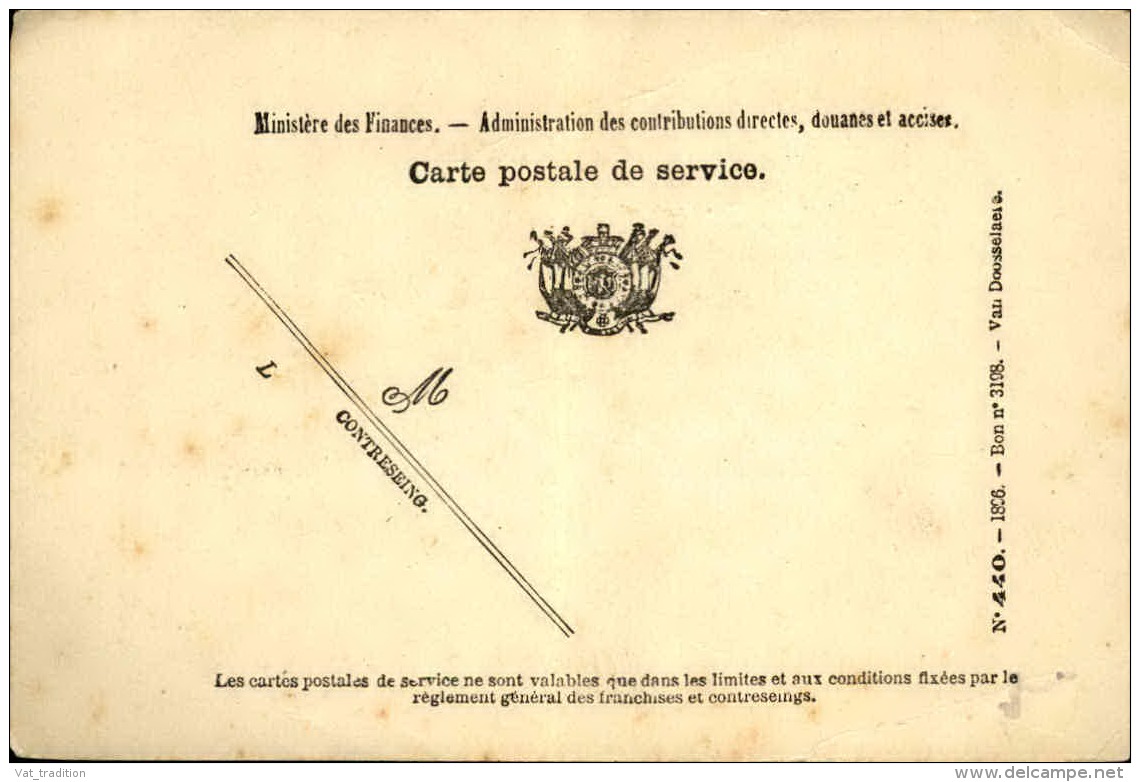 BELGIQUE - Carte En Franchise Du Ministère Des Finances En 1897 - A Voir - L  4219 - Franchise