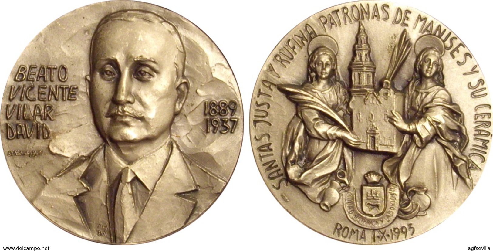 ESPAÑA. MEDALLA DEL BEATO VICENTE VILAR DAVID. 1.995. CON METACRILATO. MEDAILLE ESPAGNE. SPAIN MEDAL - Professionnels/De Société