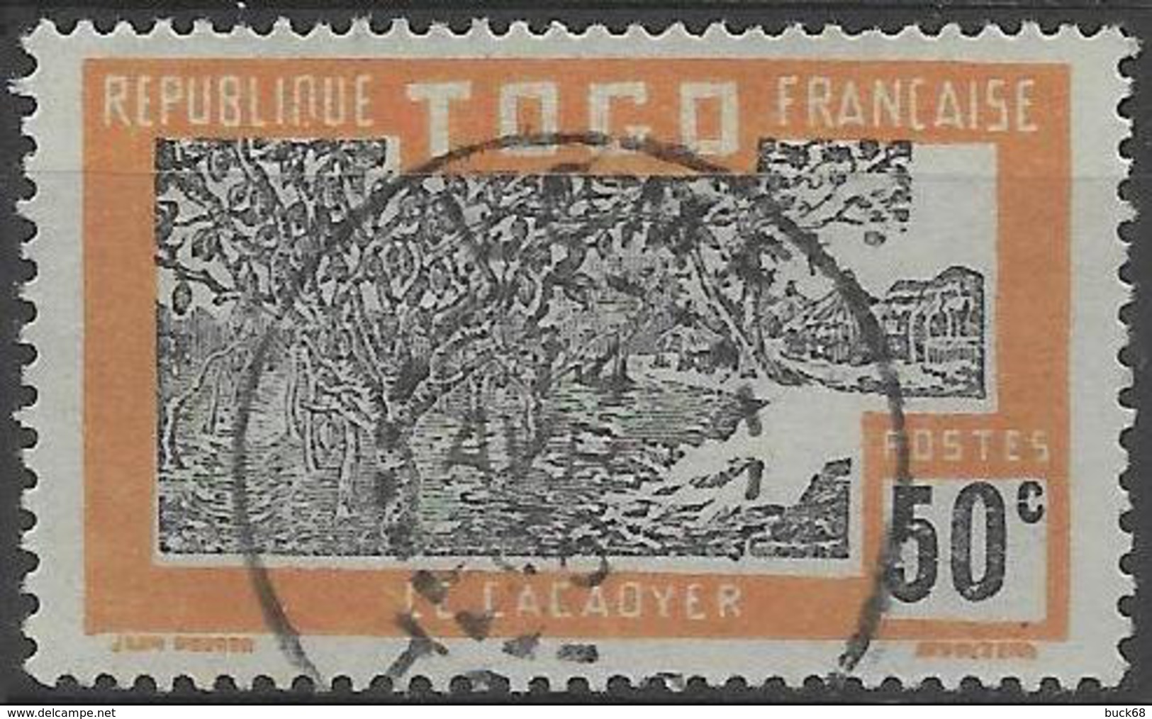 TOGO Poste 136 (o) Cacoyer Magnifique Cachet LOME 14 Avril 1936 - Gebruikt