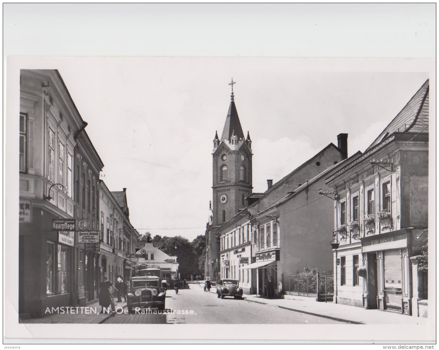 AK- NÖ  - Amstetten - Rathaussstrasse Mit Geschäfte - 1956 - Amstetten