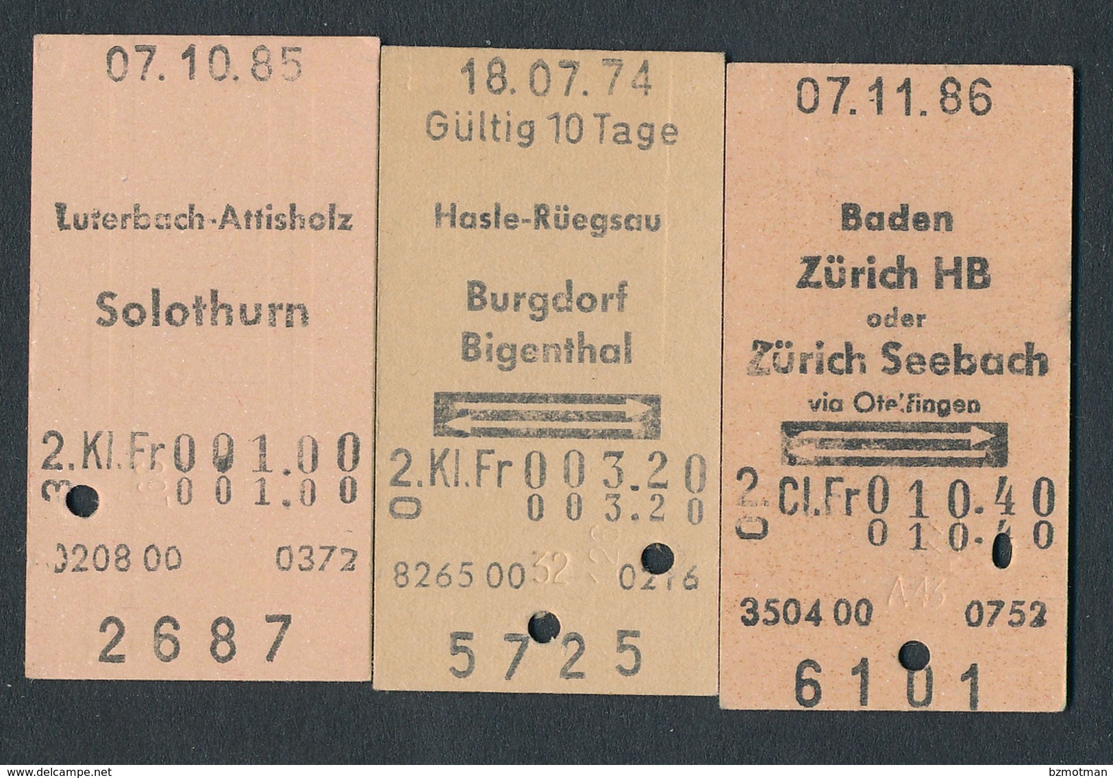 SWITZERLAND AR356 3 Fahrkarte Hasle-Rüegsau Baden Luterbach-Attisholz - Europe