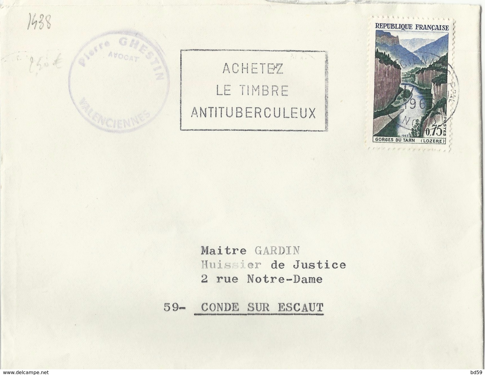 FRANCE Timbre Sur Lettre N° 1438 Gorge Du Verdon - Lettres & Documents