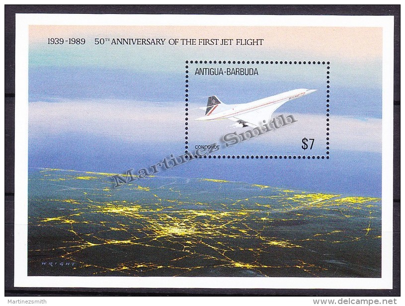 Antigua And Barbuda 1989 Yvert BF 157, 50th Centenary Of The First Jet Flight - Concorde - Miniature Sheet - MNH - Antigua Und Barbuda (1981-...)