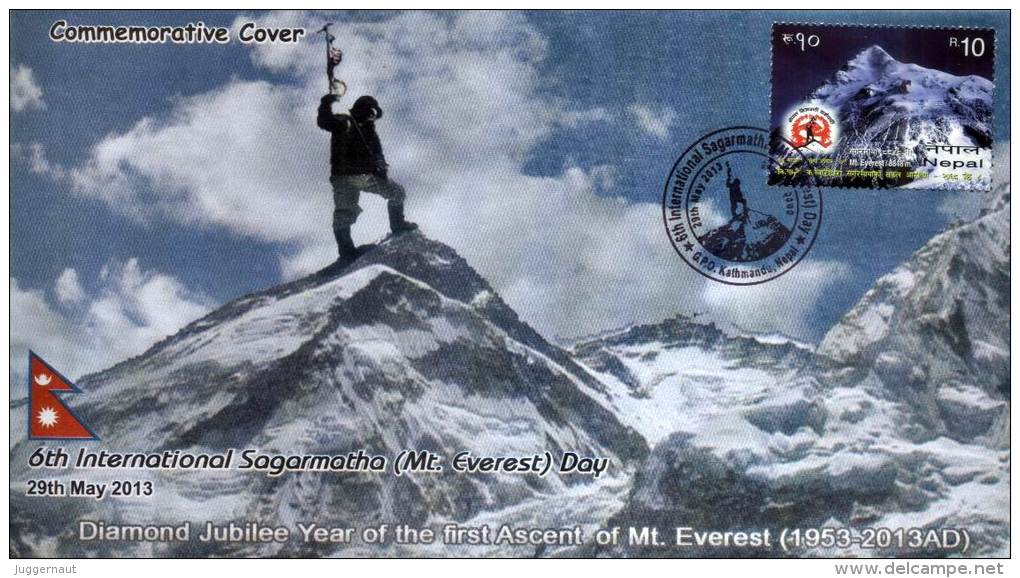 6TH INTERNATIONAL MT.EVEREST DAY COMMEMORATIVE COVER NEPAL 2013 MINT - Autres & Non Classés