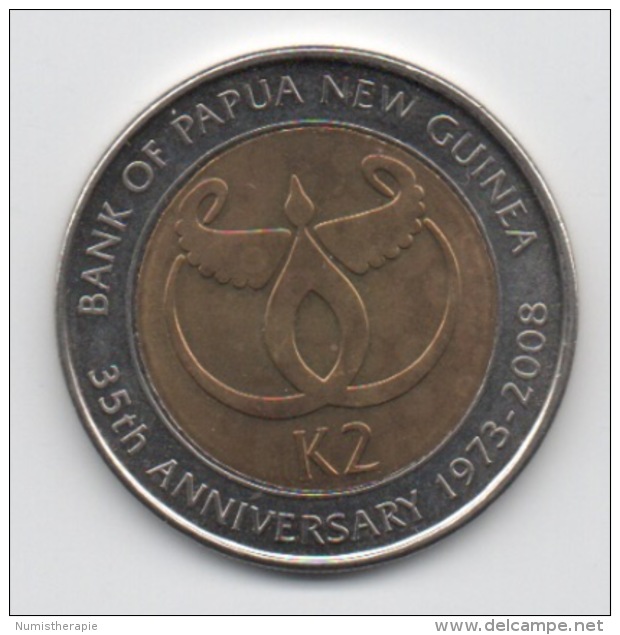 Papouasie-Nouvelle-Guinée : K2 2008 : 35e Anniversaire De La Banque Nationale : BIMETAL 33mm - Papouasie-Nouvelle-Guinée