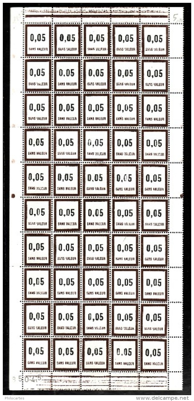 FICTIF   1972 - - F191 -   Demi-feuille De 50 Timbres  NEUFS **  - Cote 50e - Ficticios