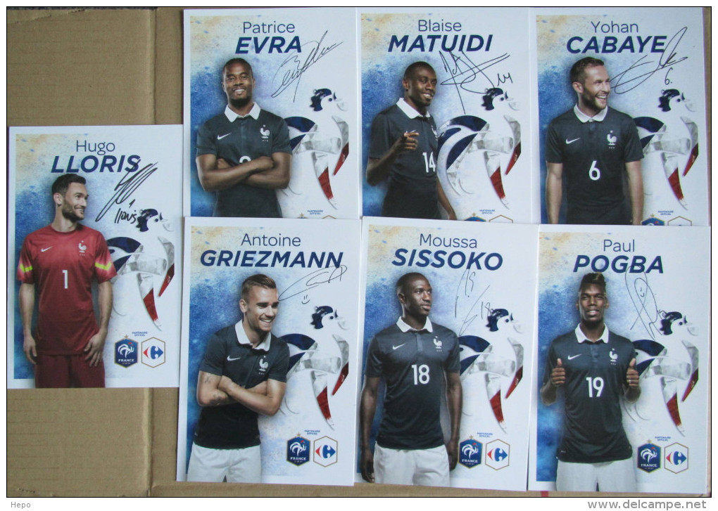 Pogba Evra Matuidi Cabaye Griezman Sissoko Lloris - Lot Se 7 Cartes Signature Imprimée - Football