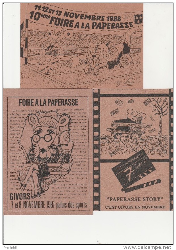 FOIRE A LA PAPERASSE -GIVORS -RHONE -LOT DE 6 CARTES ANNEES 1981-1985-1986-1988-DESSINS G. MILLON - Givors