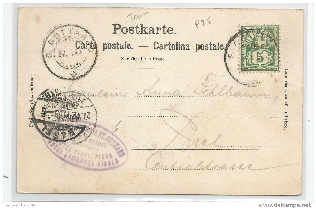 Suisse Ti  Tessin Ticino - Gotthardhospiz Cachet Gottaro + Hotel  1905 - Other & Unclassified