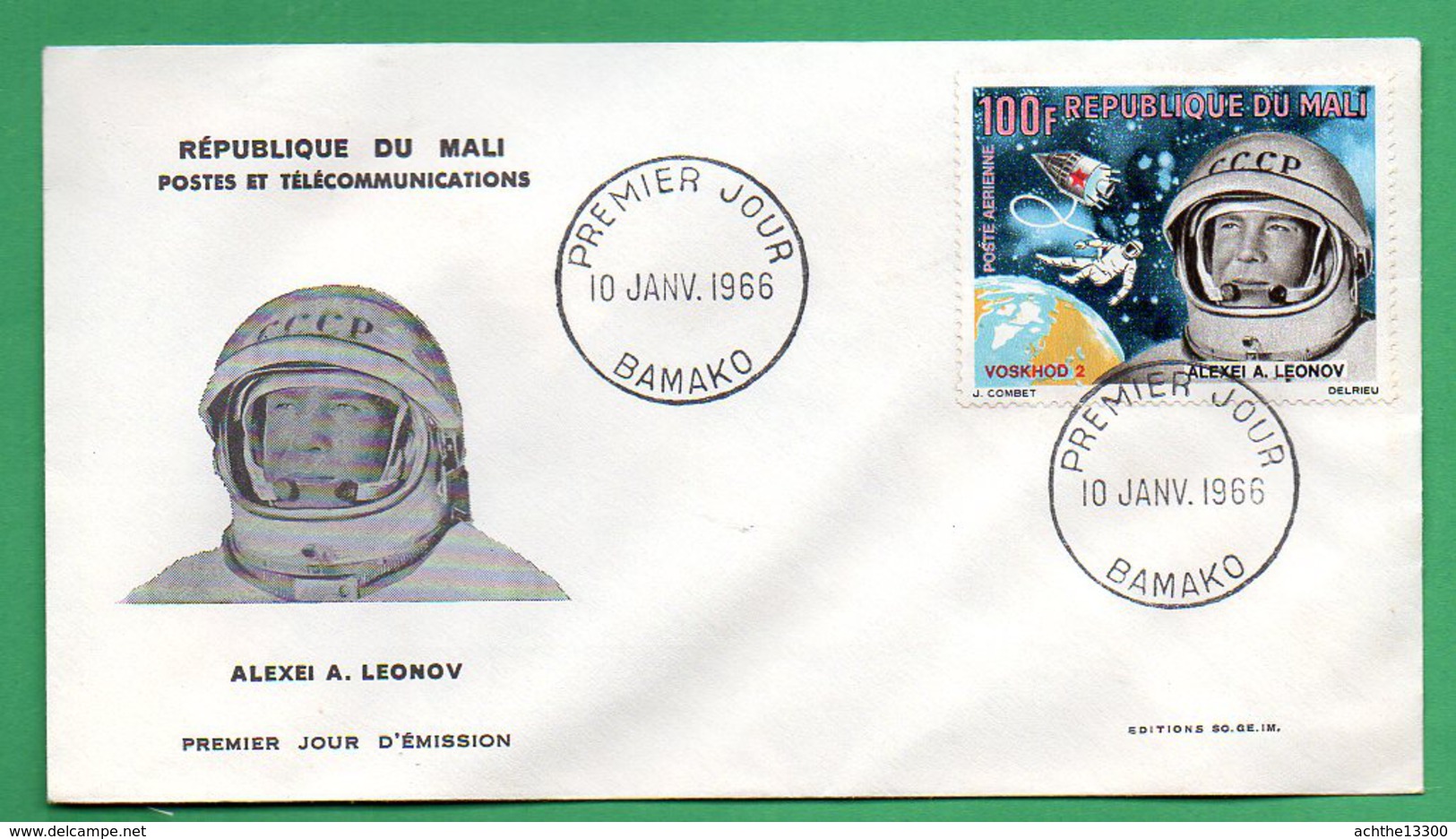 Mali-FDC- 1966 - Cosmonautes -Alexei A. LEONOV - Mali (1959-...)