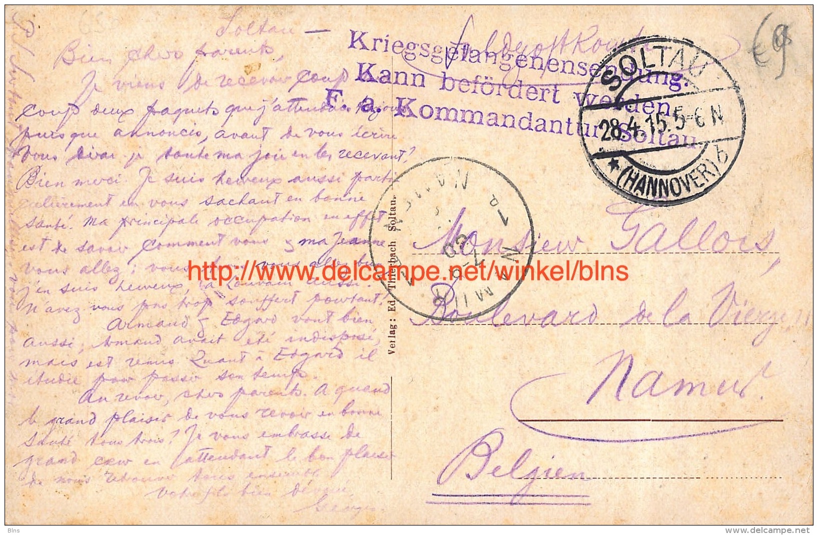 1915 Kriegsgefangenensendung Soltau Victoria Luisenstrasse - Soltau