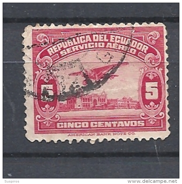 ECUADOR       1929 Airmail - Plane Over Beach Promenade Of Guayaquil  Used - Equateur