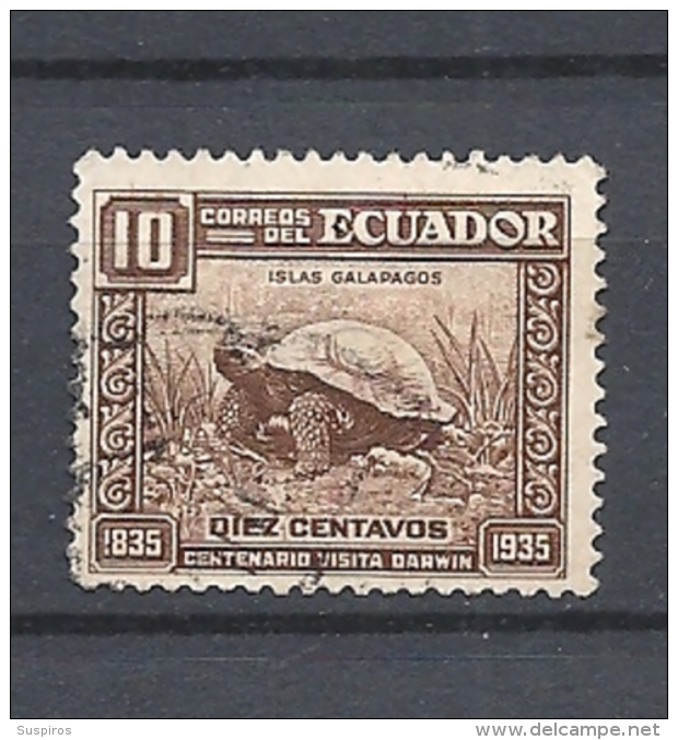 ECUADOR        1936 The 100th Anniversary Of Darwin´s Visit To The Galapagos Islands    USEDThe Galápagos Tortoise Or Ga - Equateur