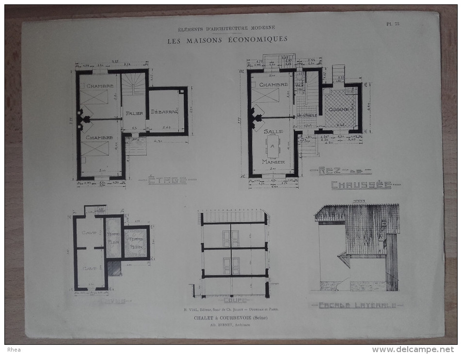 ARCHITECTURE - 2 Planches De Maison Avec Plan - 92 COURBEVOIE - Architecte: A. BERNET - Maisons économiques - Architecture