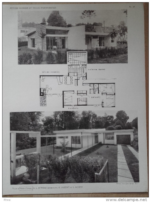ARCHITECTURE - Planche De Maison Avec Plan - 92 VILLE D'AVRAY - Architectes C. PARENT Et Y. SCHEIN - Architecture