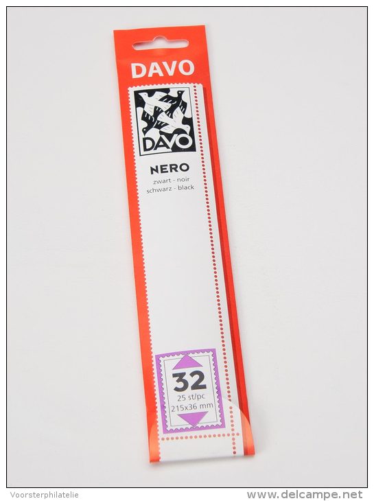 DAVO NERO STROKEN MOUNTS N32 (215 X 36) 25 STK/PCS - Buste Trasparenti