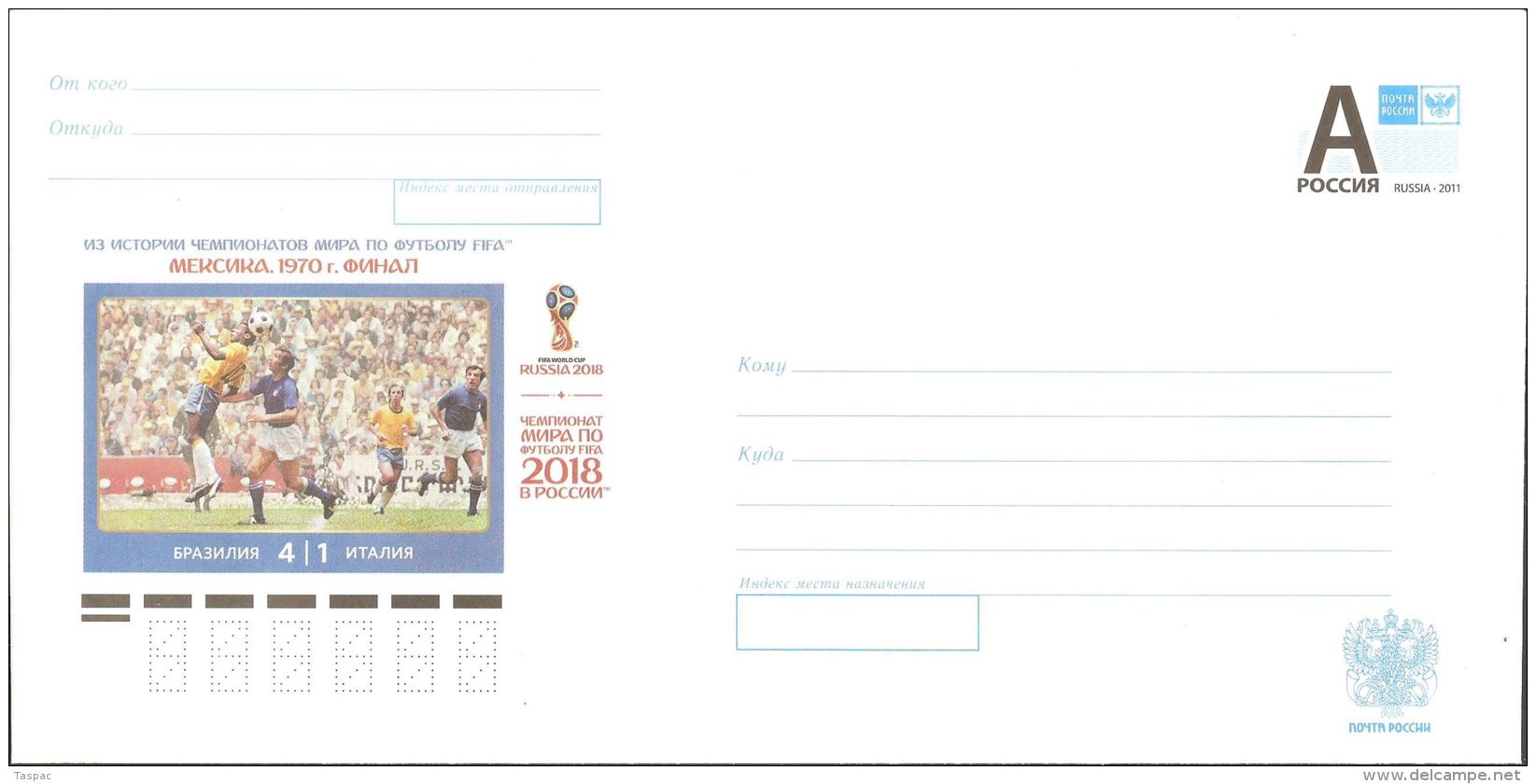 Russia 2016 # 042 Postal Stationery Cover Unused - History Of World Cup Soccer Championship, Mexico 1970 - 2018 – Russia