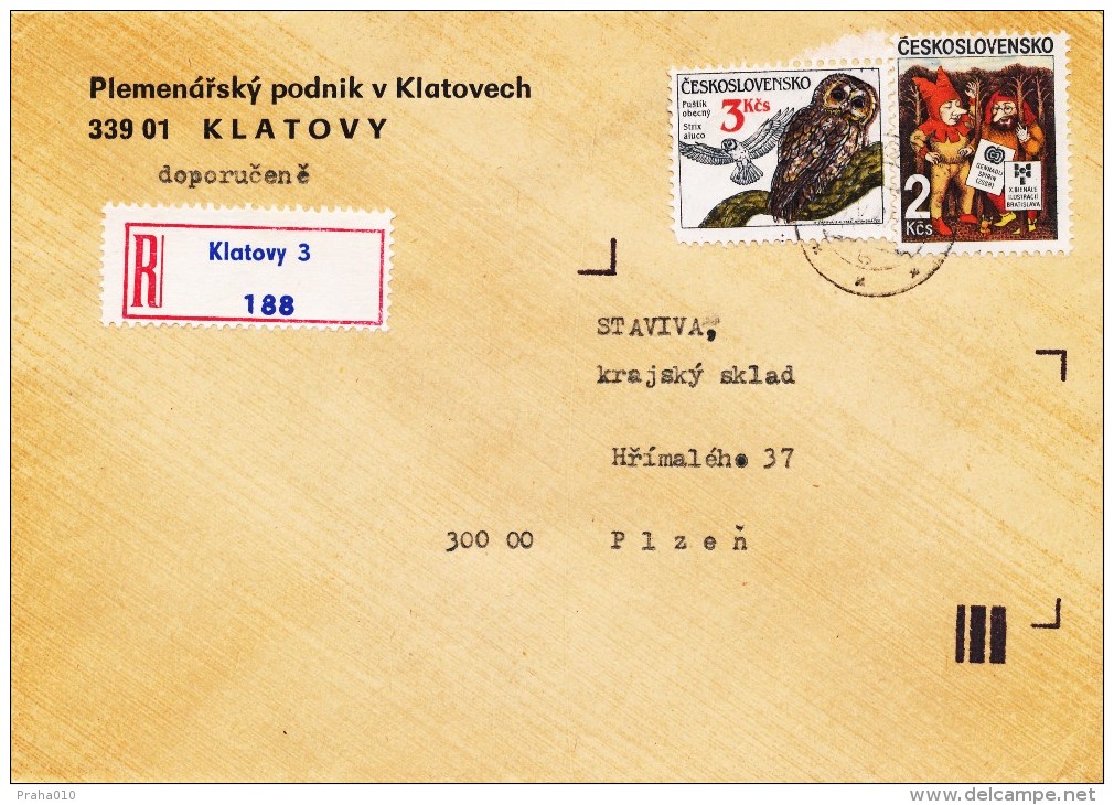 K9193 - Czechoslovakia (1987) Klatovy 3 (R-letter) Tariff: 5 Kcs (stamp: 3 Kcs - Shifted Horizontal Perforation!) - Variétés Et Curiosités