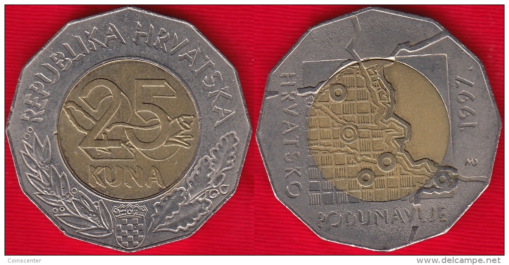 Croatia 25 Kuna 1997 "Danube Region" BiMetallic - Croazia