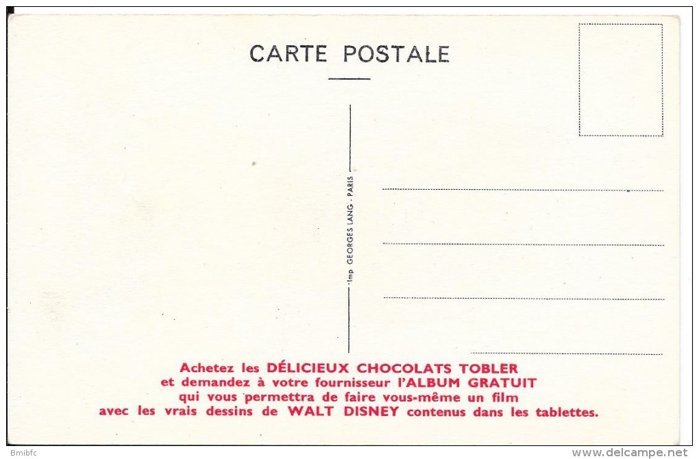 Walt Disney - Mickey Avec Pub Pour Les Chocolats Tobler - Autres & Non Classés