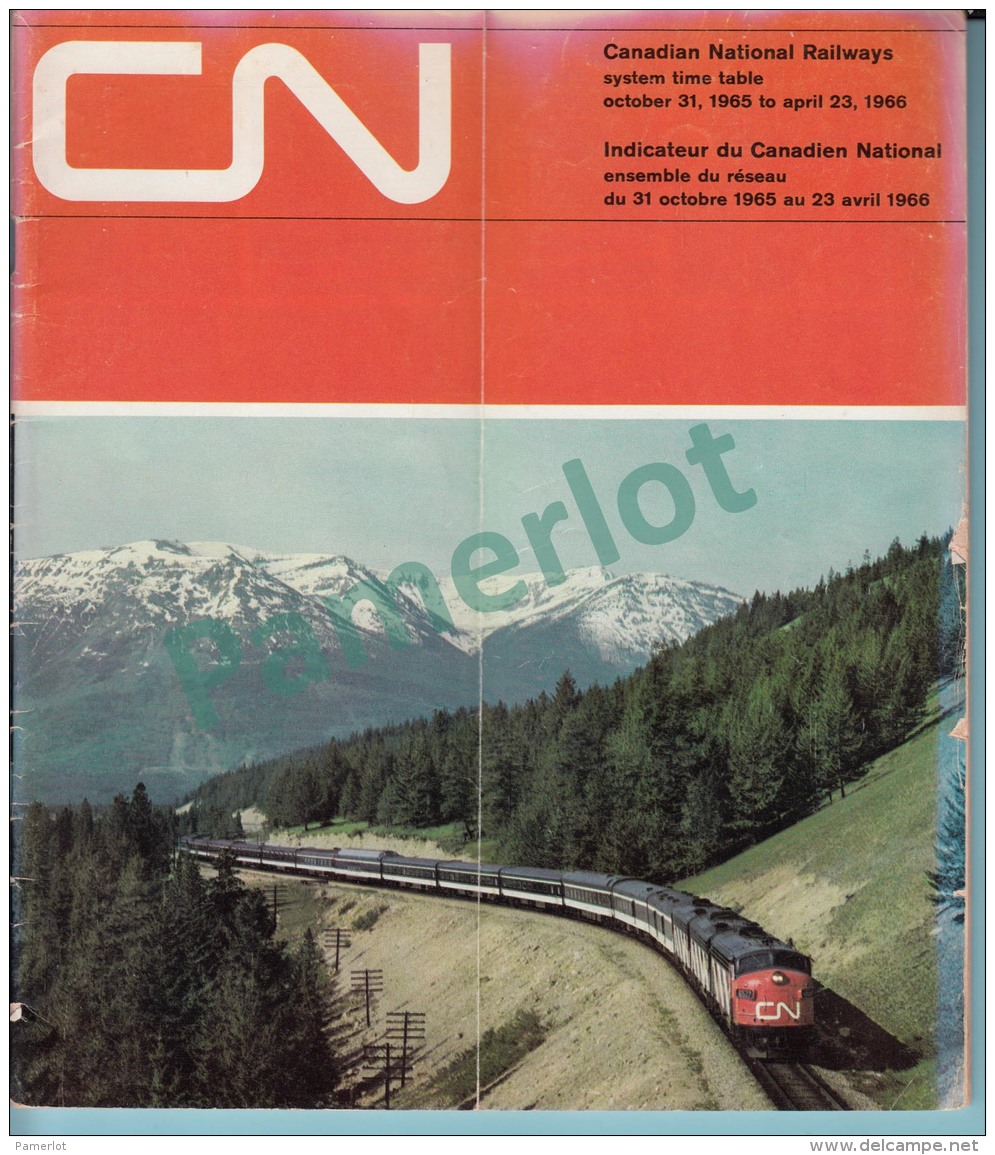 CN Canada- Canadien National 1965-66, Time Table, Ensemble Du Reseau, Index Des Tables &amp; Stations, 6 Pages, - Ferrocarril