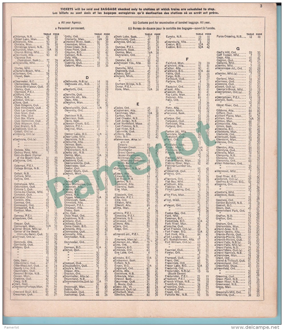 CN Canada- Canadien National 1965-66, Time Table, Ensemble Du Reseau, Index Des Tables &amp; Stations, 6 Pages, - Railway