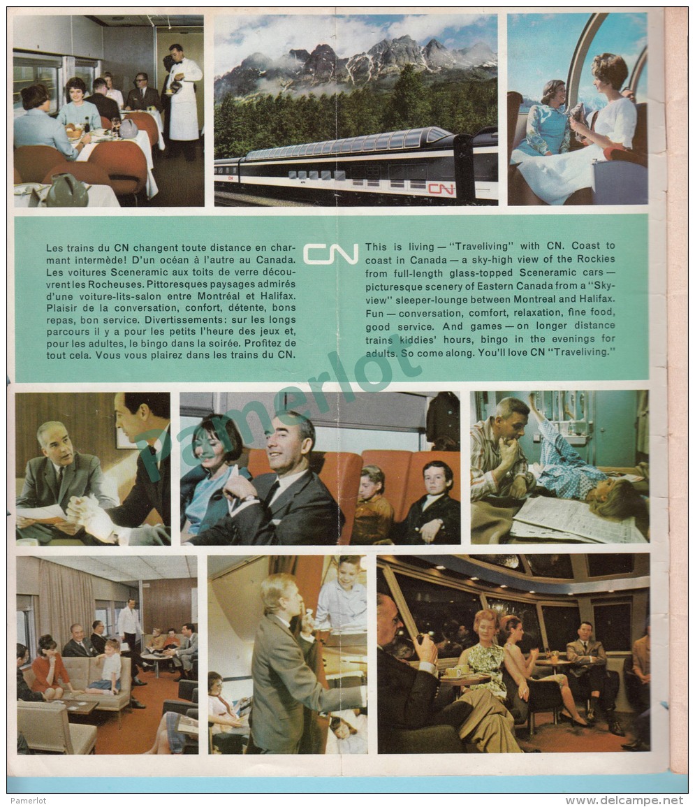 CN Canada- Canadien National 1965-66, Time Table, Ensemble Du Reseau, Index Des Tables &amp; Stations, 6 Pages, - Railway