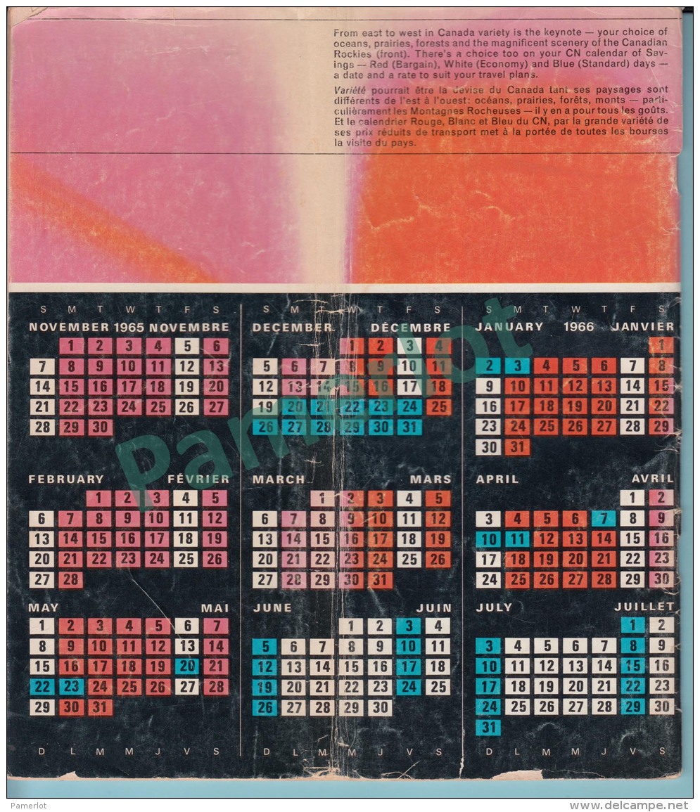 CN Canada- Canadien National 1965-66, Time Table, Ensemble Du Reseau, Index Des Tables &amp; Stations, 6 Pages, - Ferrocarril