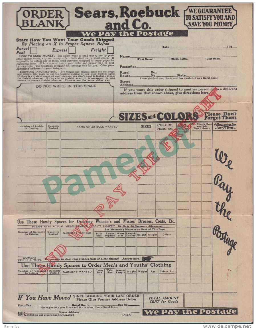 Order Blank Sears, Rebuck And Co. With Envelope - 4 Scans - Canada